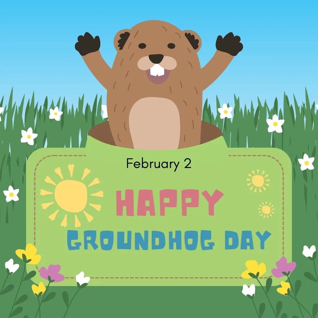 february 2 Happy Groundhog Day wishes Greeting Card 